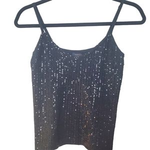 BCBG Max Azria | Silk Sequin Tank Top | Black | XS